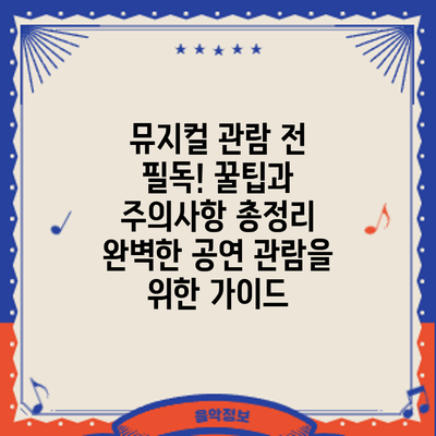 뮤지컬 관람 전 필독! 꿀팁과 주의사항 총정리: 완벽한 공연 관람을 위한 가이드