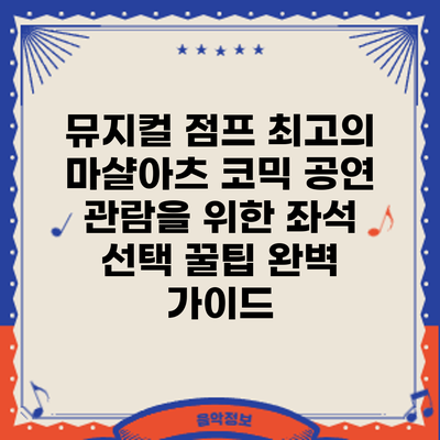 뮤지컬 점프: 최고의 마샬아츠 코믹 공연 관람을 위한 좌석 선택 꿀팁 완벽 가이드