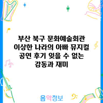 부산 북구 문화예술회관 뮤지컬 공연 후기: 잊을 수 없는 감동과 재미