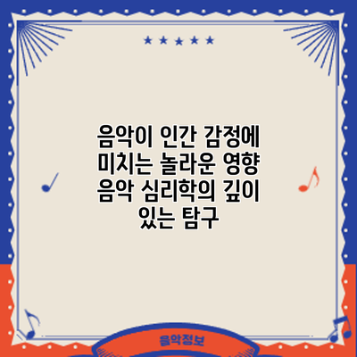 음악이 인간 감정에 미치는 놀라운 영향: 음악 심리학의 깊이 있는 탐구