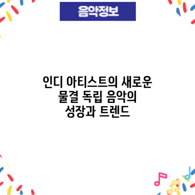 인디 아티스트의 새로운 물결: 독립 음악의 성장과 트렌드