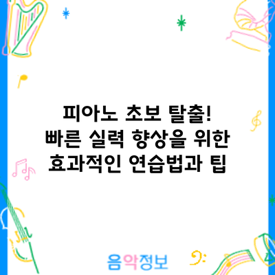피아노 초보 탈출! 빠른 실력 향상을 위한 효과적인 연습법과 팁