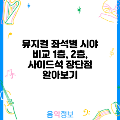 뮤지컬 좌석별 시야 비교: 1층, 2층, 사이드석 장단점 알아보기