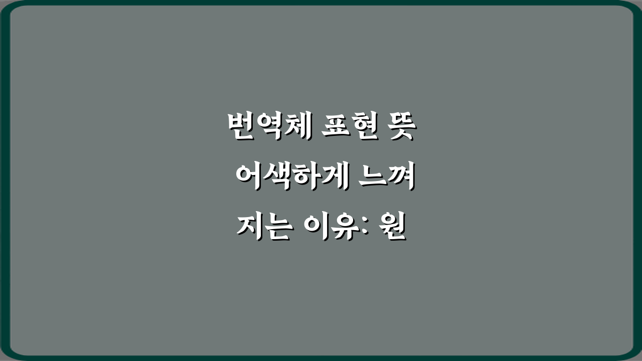 번역체 표현 뜻 어색하게 느껴지는 이유: 원어민처럼 쓰는 3가지 비법
