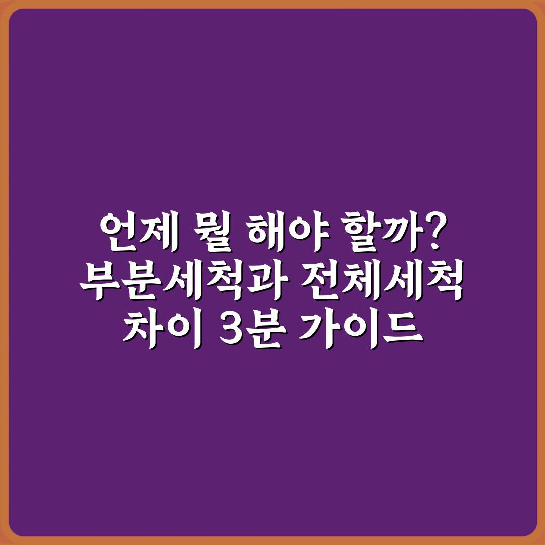 언제 뭘 해야 할까? 부분세척과 전체세척 차이 3분 가이드